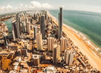 Visão panorâmica do alto da cidade de gold coast