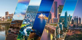 7 cidades da Austrália uma ao lado da outra