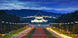 Foto panorâmica da cidade de Canberra