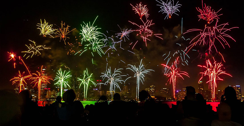 queima de fogos no dia da Austrália