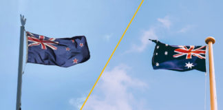 bandeiras da australia e da nova zelandia