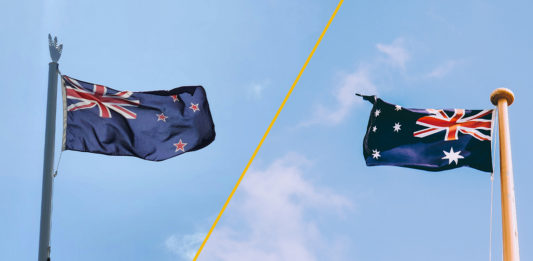bandeiras da australia e da nova zelandia