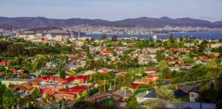 panorama dos subúrbios da cidade de hobart